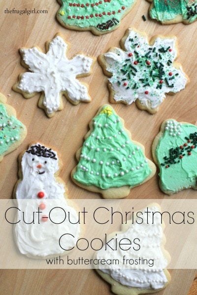 Cut-Out Christmas Sugar Cookies (with buttercream frosting) from The Frugal Girl