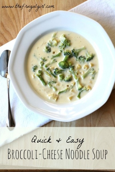 Super Easy Broccoli Cheese Noodle Soup