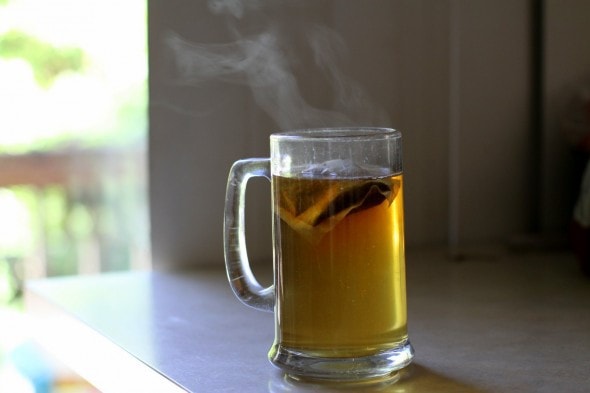 steam from a mug of tea