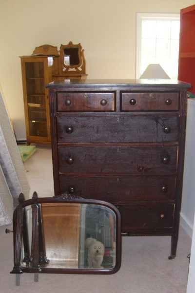 tallboy dresser before painting.