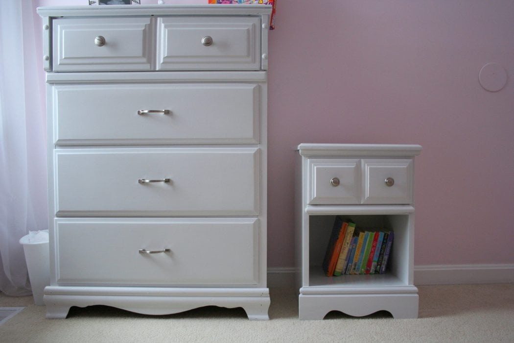 White dresser and nightstand