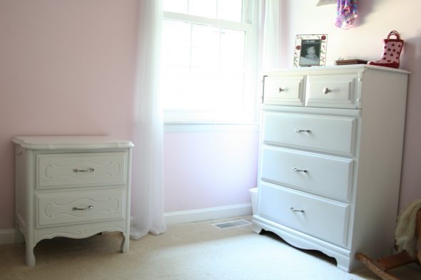 white nightstand and dresser