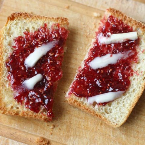 toast with raspberry jam
