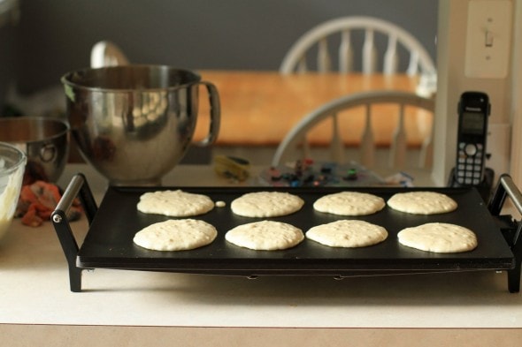 buttermilk pancakes on griddle