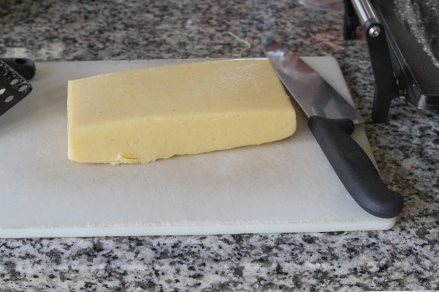 cornmeal mush ready for slicing