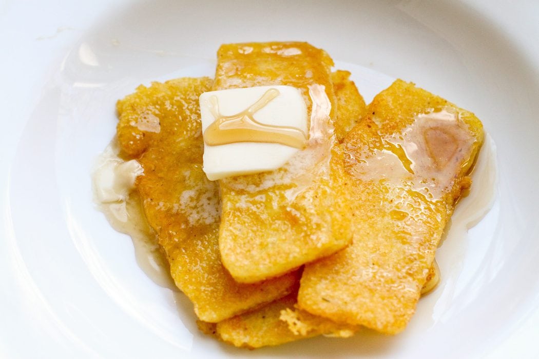 fried cornmeal mush with butter and syrup
