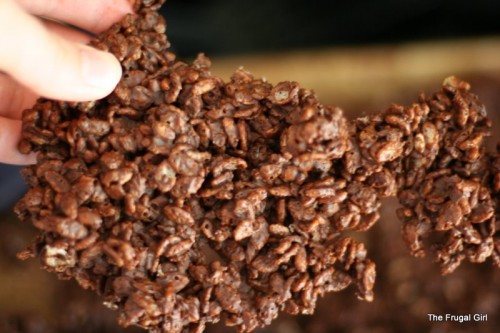 A clump of chocolate topping.