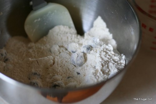 Flour in a metal bowl.