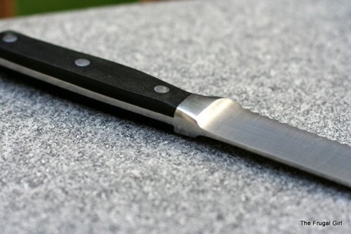 A bread knife handle.