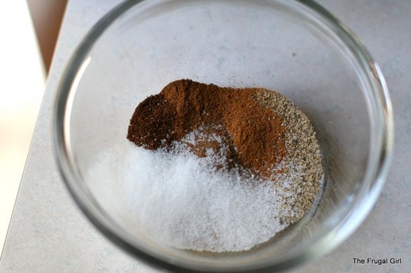 A bowl of salt and spices.