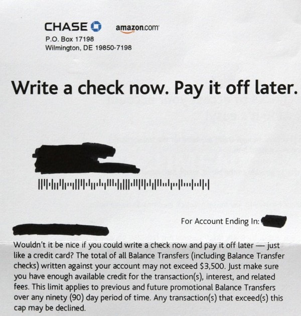A loan offer from Chase bank.