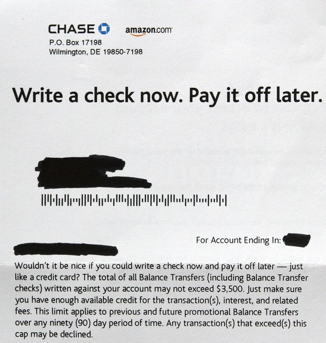A loan offer from Chase