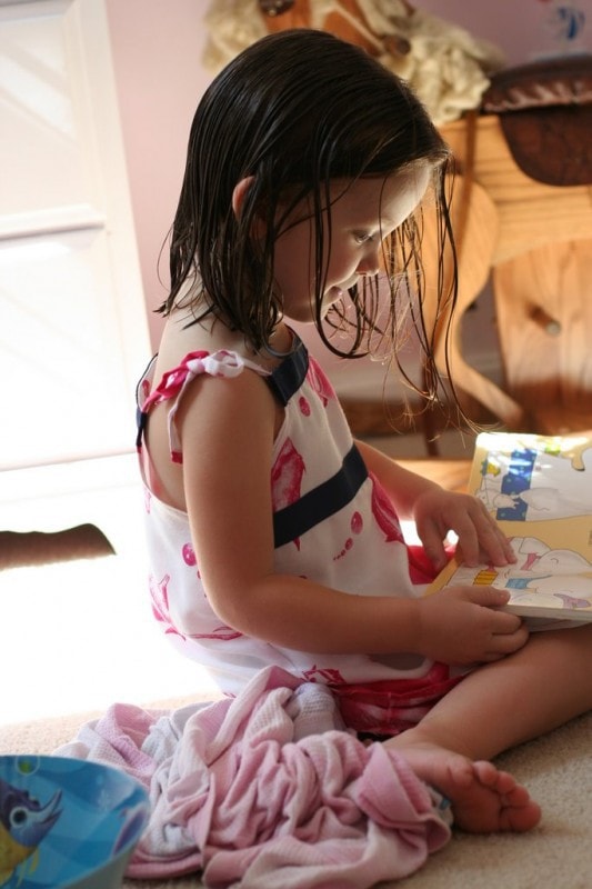 Zoe reading a book.