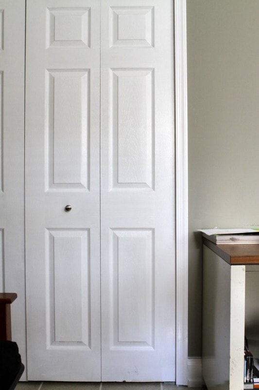 White closet door.