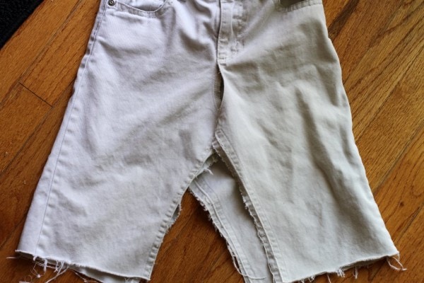 A pair of khakis with the seams ripped.