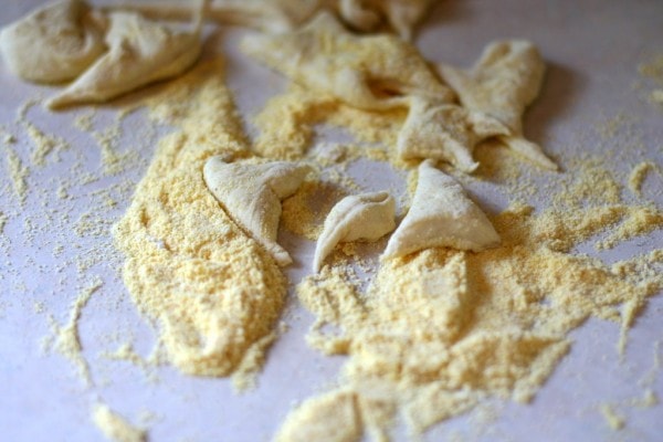 Yeast dough scraps.