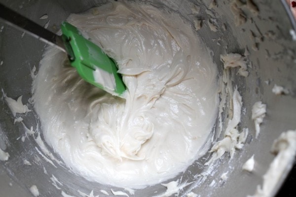 Homemade frosting in a bowl.