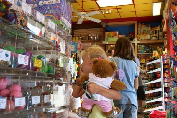 Children shopping in a toy store.