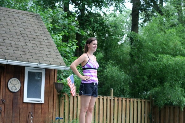 Kristen standing on a diving board