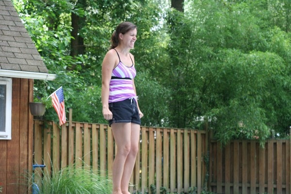 Kristen on a diving board