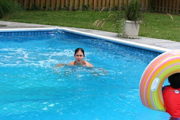 Kristen in a pool.
