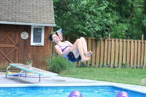 Kristen in the middle of a flip
