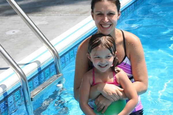 Kristen in the pool.