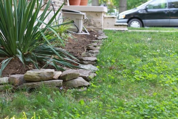 A landscape border made of rocks.