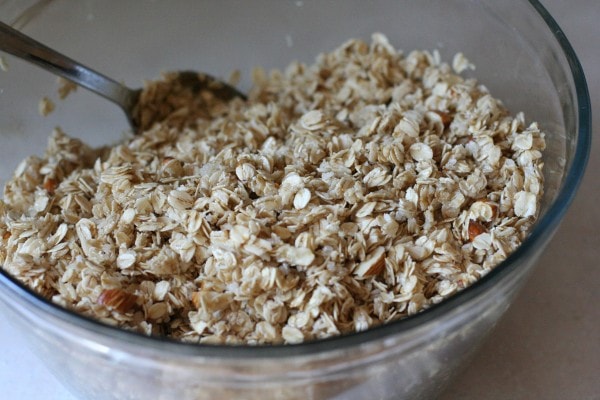 Unbaked granola in a bowl.