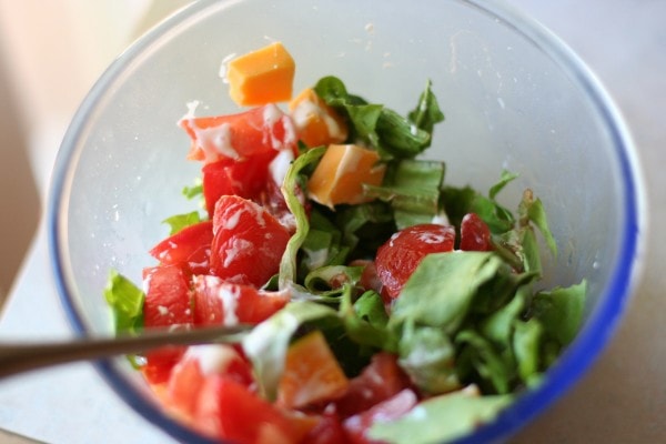 A bowl of salad.