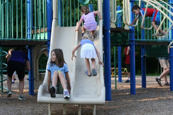 Children on a slide.