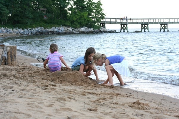 Children on a beach.
