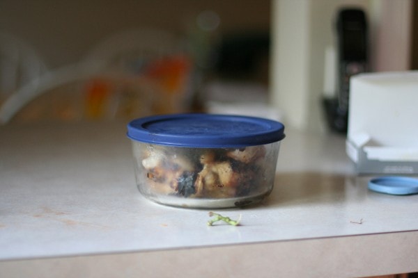 A small container of chicken.
