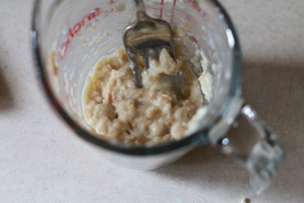 A panade mixture in a measuring cup.