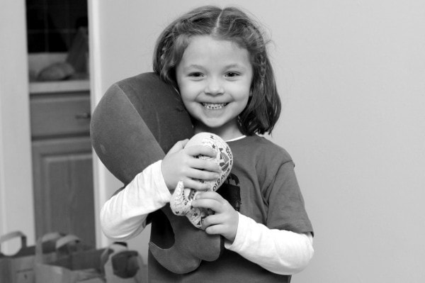 Zoe with her fluffyland whale