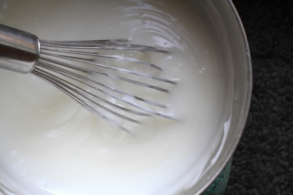 Cooked homemade finger paint in a pot.