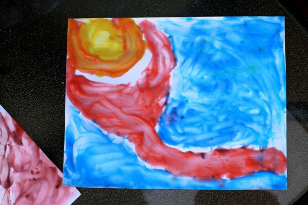 A Georgia O'Keefe painting done in finger paint.