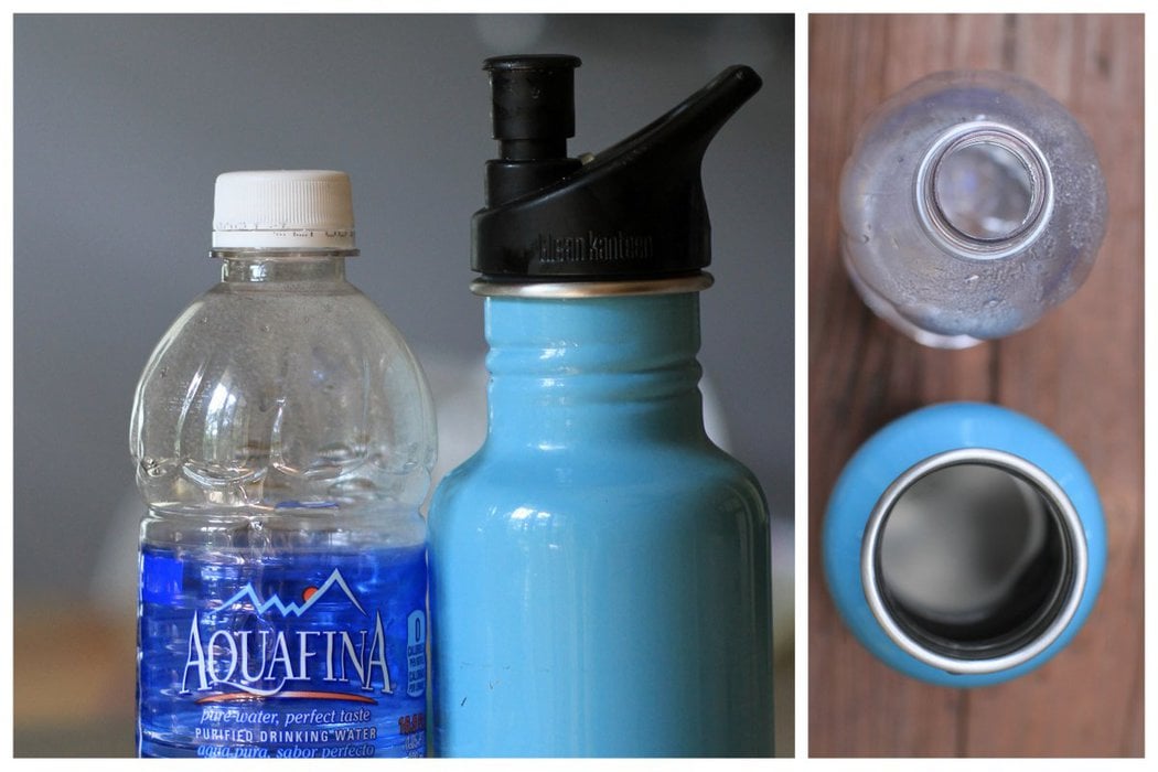 A Klean Kanteen with a disposable bottle.