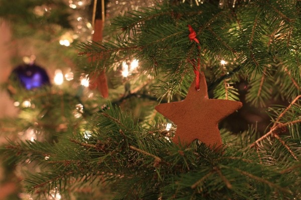 cinnamon applesauce ornaments on tree