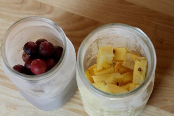 frozen fruit in mason jars