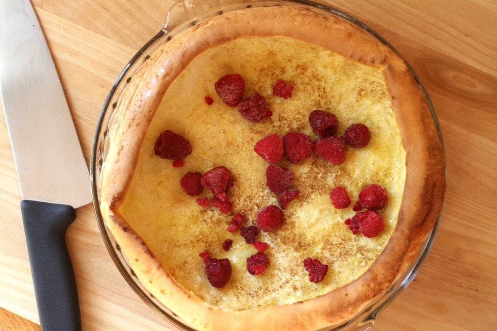 German pancake with raspberries
