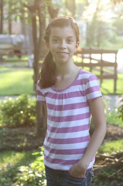 Lisey wearing a striped tshirt.