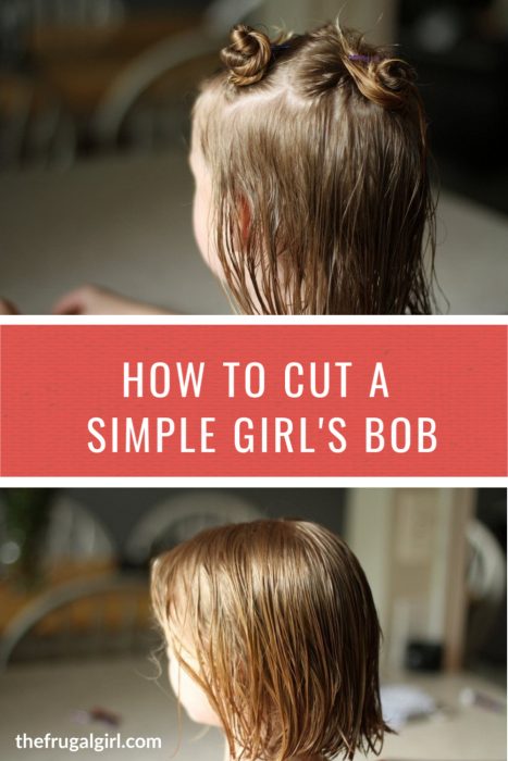 How To Cut Hair A Simple Girl S Bob The Frugal - Diy Short Layered Haircut Tutorial