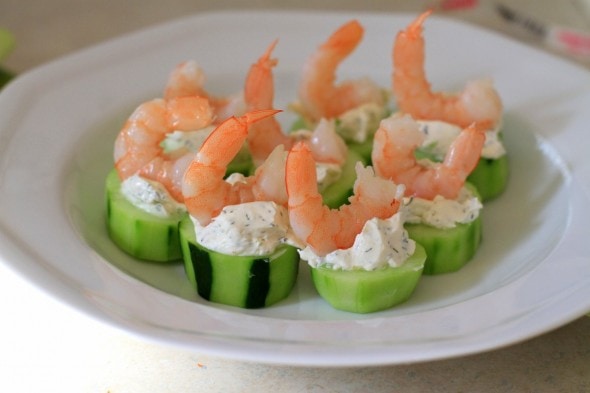 shrimp in cucumber cups