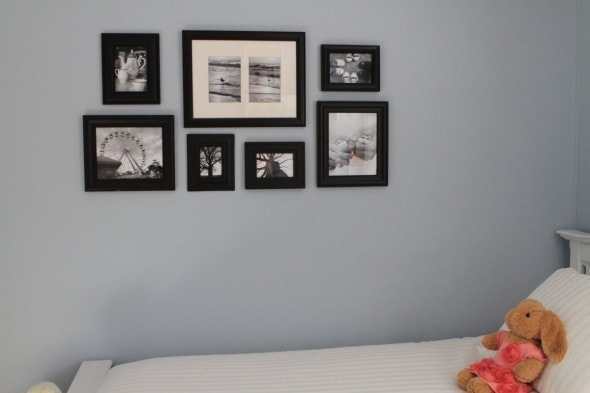 black and white photo wall