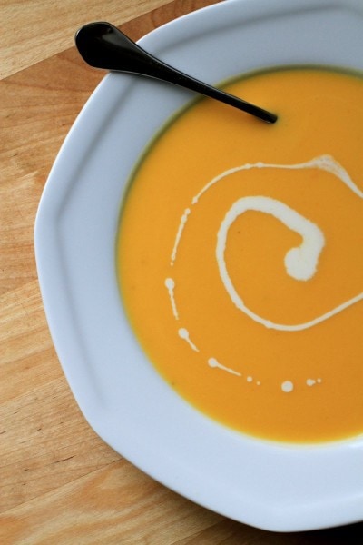 squash soup with cream swirls