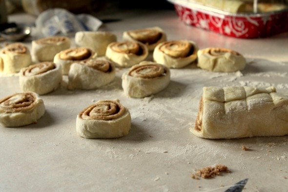 homemade sliced cinnamon rolls