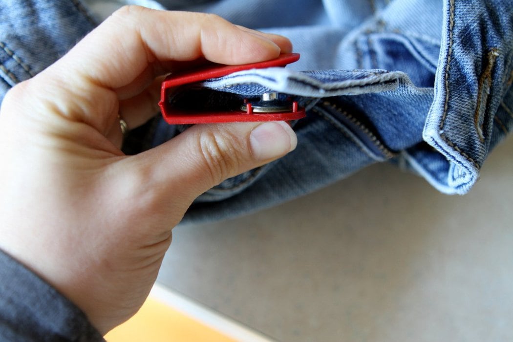 How to replace a broken jean button The Frugal Girl