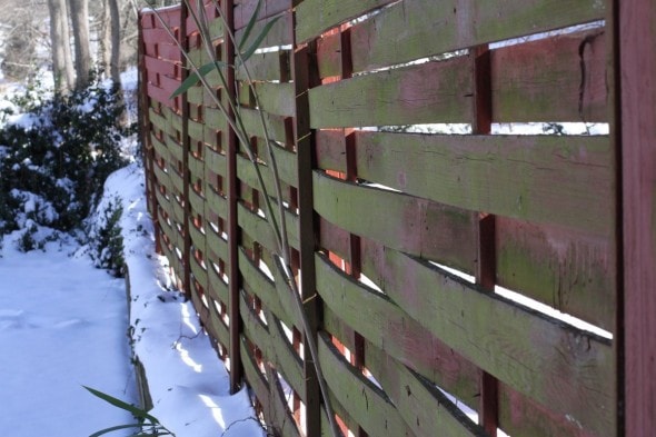 red fence in snow