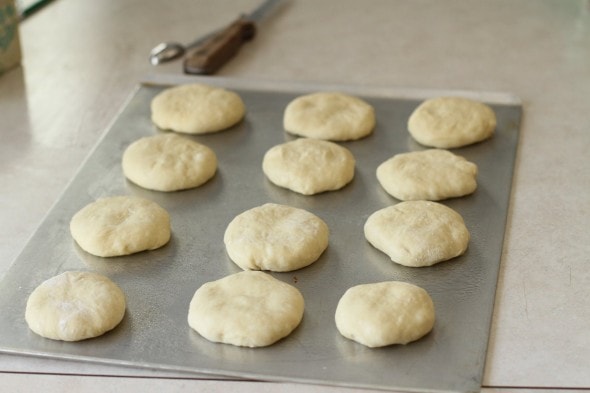 homemade hamburger buns ready to rise